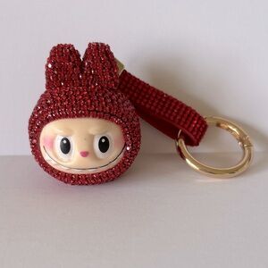 ☀️Red Fashion Labubu Rhinestone Keychain with Labubu Face